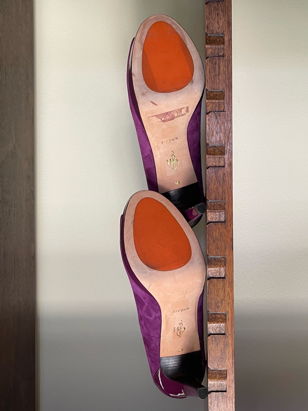 Cole Haan NikeAir Purple Suede Peep Toe Platform Pumps Heels Size 8B - Picture 8 of 11